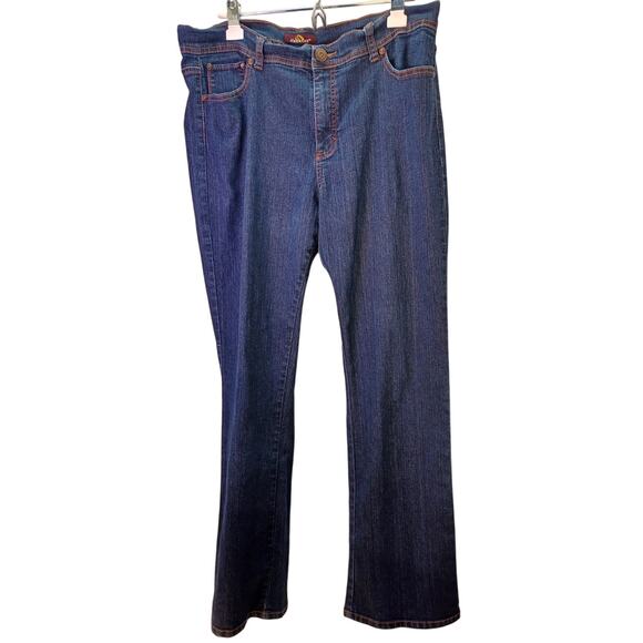 Jordache Women's 16 Bootcut Jeans Embroidered Pockets Dark Wash Stretchy Denim - Picture 2 of 6